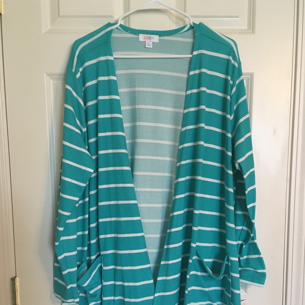 XL Teal and White Striped Lularoe Caroline BNWT